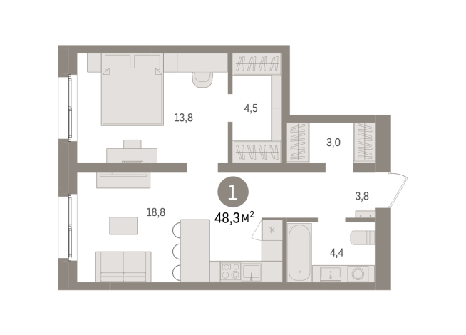 48.00 м² | 12 - 15 эт.