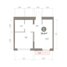 34.00 м² | 7 - 9 эт. 00