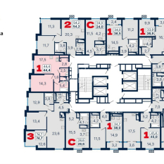 1-к квартира | 44.61 м² | 14 - 29 эт. 21