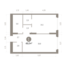 48.00 м² | 15 - 16 эт. 00