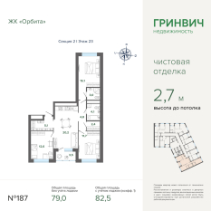 84.51 м² | 23 - 27 эт. 00