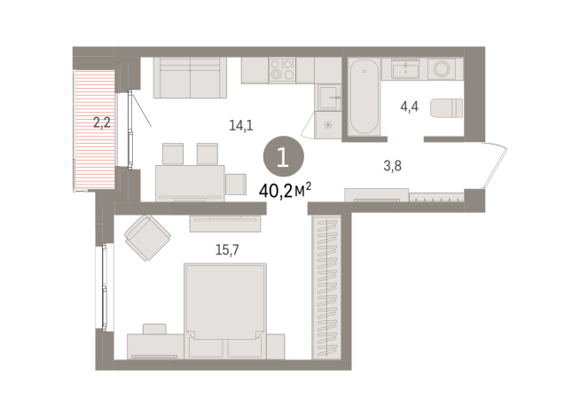 40.00 м² | 10 - 15 эт.