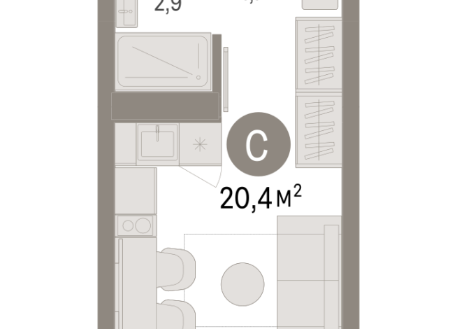 20.00 м² | 9 - 16 эт.