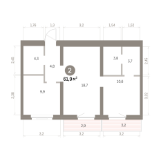 61.00 м² | 5 - 8 эт. 00