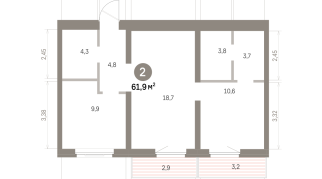 61.00 м² | 5 - 8 эт.