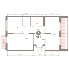 72.00 м² | 8 - 8 эт. 00