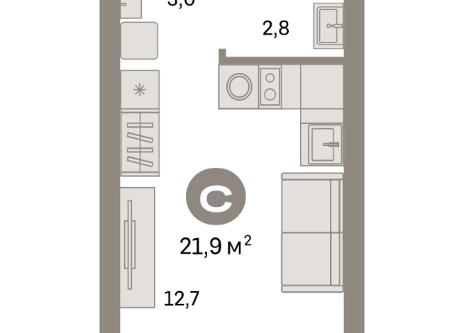 21.00 м² | 2 - 8 эт.