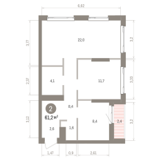 61.00 м² | 16 - 25 эт. 00