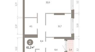 61.00 м² | 16 - 25 эт.