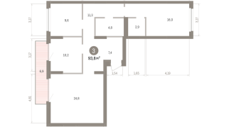 93.00 м² | 5 - 9 эт.