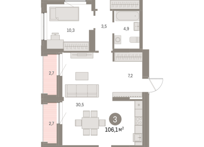 106.00 м² | 16 - 16 эт.