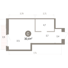 30.00 м² | 14 - 16 эт. 00