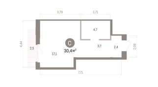 30.00 м² | 14 - 16 эт.