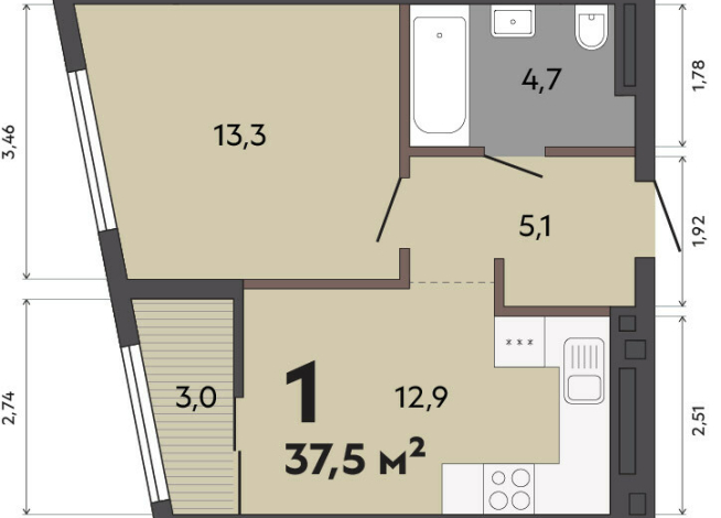 37.50 м² | 5 - 31 эт.