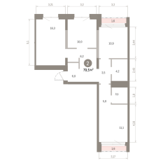 79.00 м² | 2 - 7 эт. 00