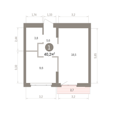 40.00 м² | 3 - 7 эт. 00