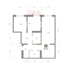 83.00 м² | 10 - 16 эт. 00