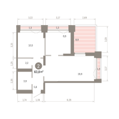 63.00 м² | 16 - 16 эт. 00