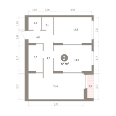 72.00 м² | 4 - 16 эт. 00