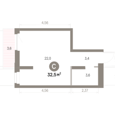 32.00 м² | 4 - 16 эт. 00