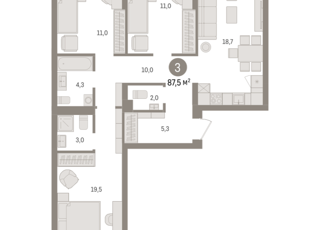 87.00 м² | 5 - 7 эт.