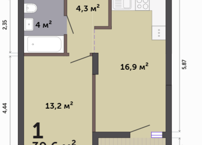 39.60 м² | 8 - 19 эт.