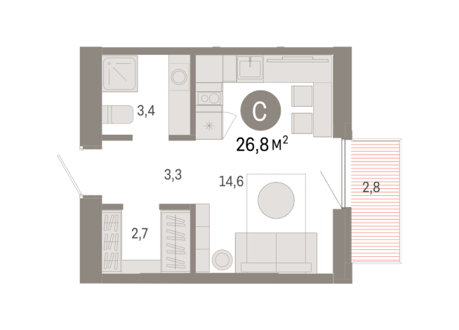 26.00 м² | 7 - 8 эт.