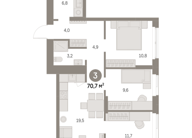70.00 м² | 2 - 16 эт.