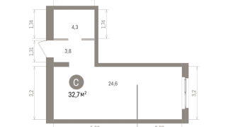 32.00 м² | 12 - 15 эт.