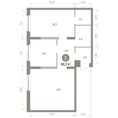 68.00 м² | 8 - 9 эт. 00