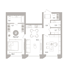 79.00 м² | 5 - 21 эт. 00