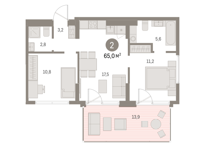 64.00 м² | 1 - 8 эт.