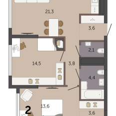 66.90 м² | 18 - 32 эт. 00