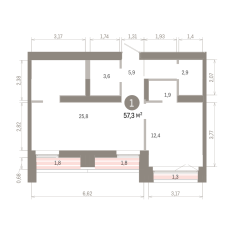 57.00 м² | 16 - 16 эт. 00