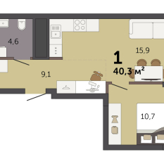 40.30 м² | 32 - 32 эт. 00