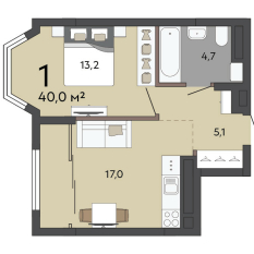 40.00 м² | 9 - 23 эт. 00