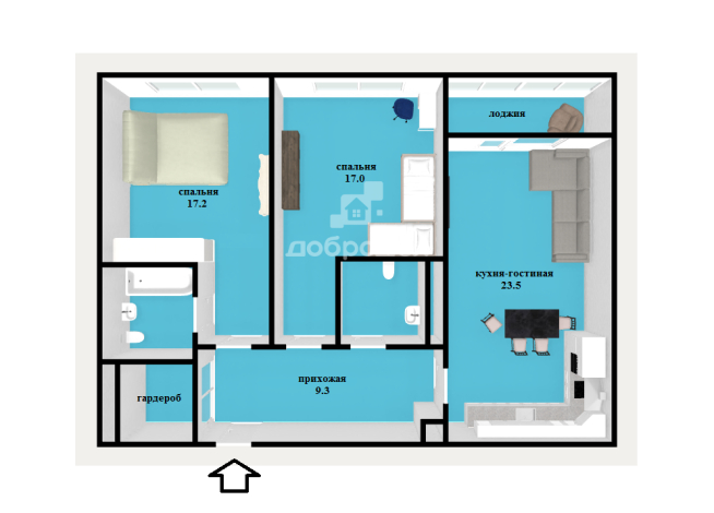 2-к квартира | 76.30 м² | 13 - 30 эт.