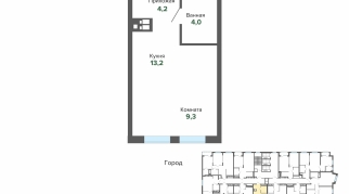 30.66 м² | 16 - 25 эт.