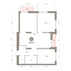 81.00 м² | 12 - 16 эт. 00