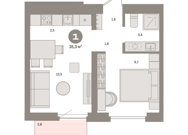35.00 м² | 3 - 9 эт.