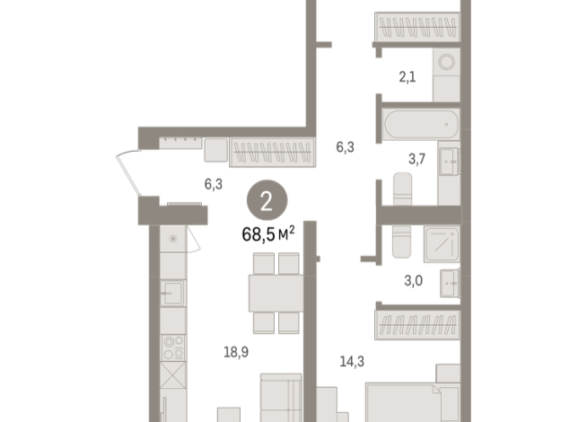 68.00 м² | 2 - 9 эт.