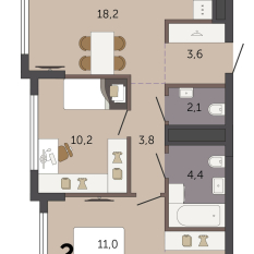 56.90 м² | 25 - 32 эт. 00
