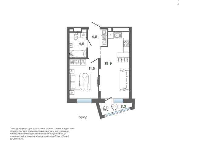 42.82 м² | 10 - 25 эт.
