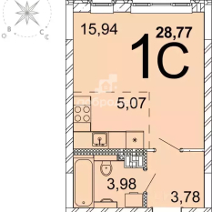 28.70 м² | 12 - 14 эт. 01