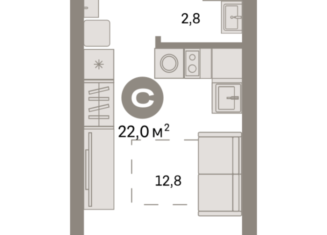 21.00 м² | 5 - 9 эт.