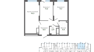 60.64 м² | 18 - 25 эт.