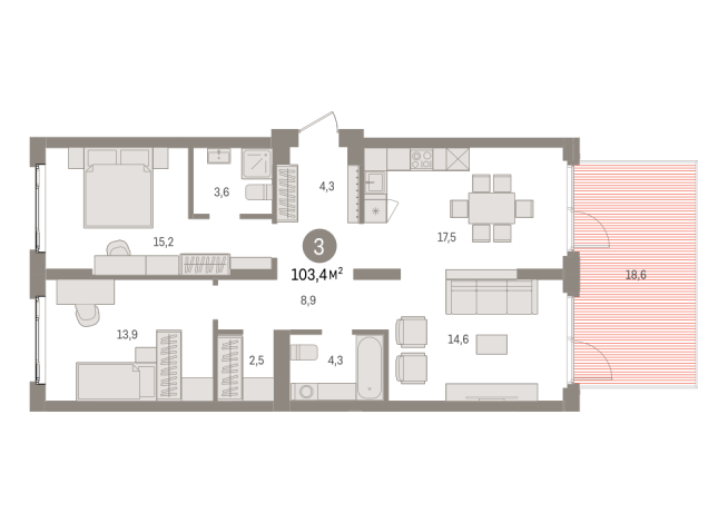 103.00 м² | 2 - 7 эт.