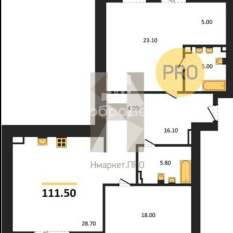 2-к квартира | 111.50 м² | 3 - 9 эт. 10