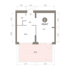 53.00 м² | 2 - 7 эт. 00