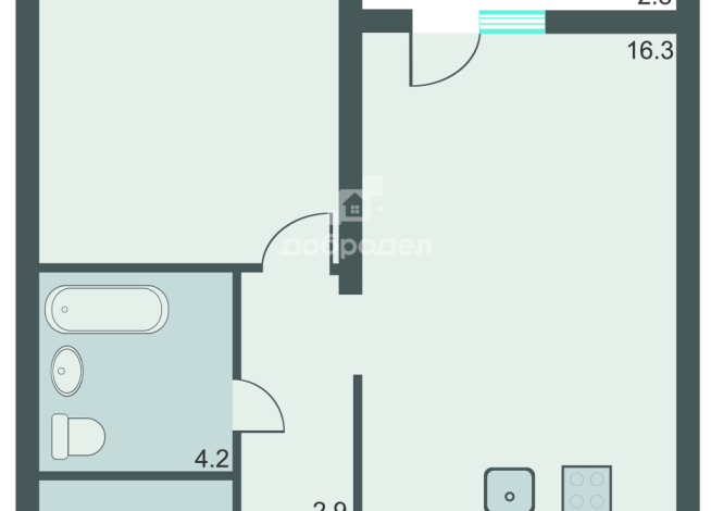 1-к квартира | 35.10 м² | 8 - 18 эт.
